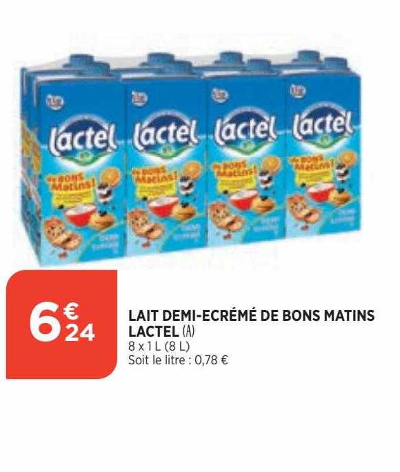 lait demi-écrémé de bons matins lactel