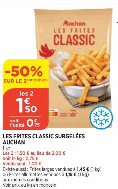 Les Frites Classic Surgelées Auchan