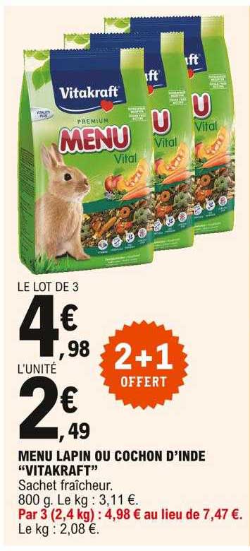 menu lapin ou cochon d'inde "vitakraft"