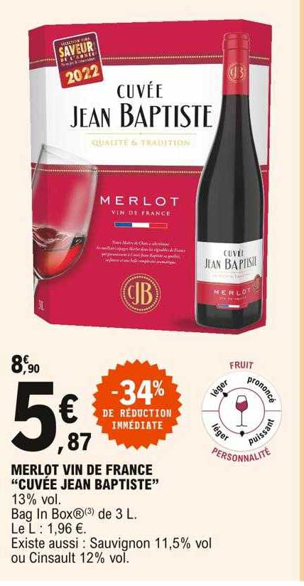 merlot vin de france "cuvée jean baptiste"