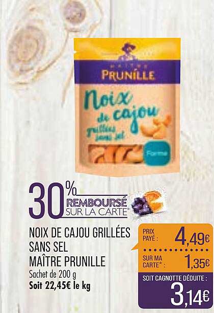 Noix De Cajou Grillées Sans Sel Maître Prunille
