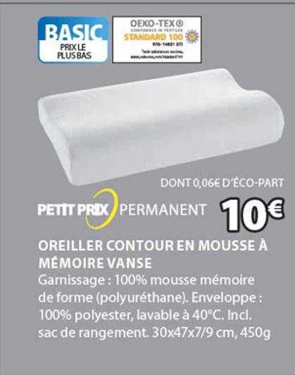 Oreiller Contour En Mousse à Mémoire Vanse