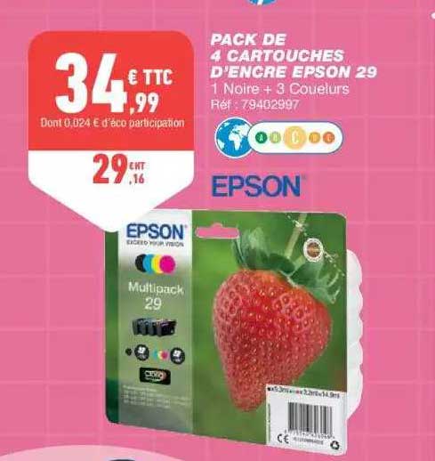 pack de 4 cartouches d'encre epson 29