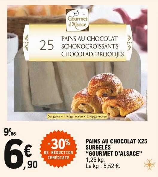 pains au chocolat x25 surgelés "gourmet d'alsace"