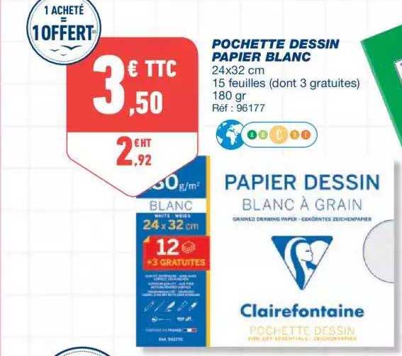Pochette Dessin Papier Blanc Clairefontaine