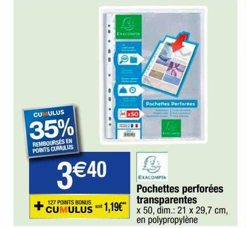 Pochettes Perforées Transparentes Exacompta