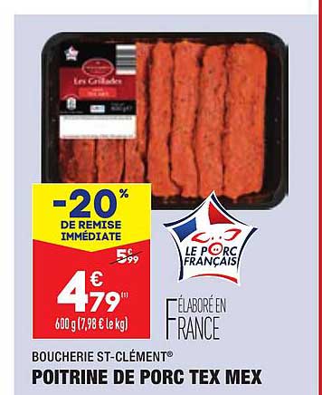 poitrine de porc tex mex boucherie st-clément