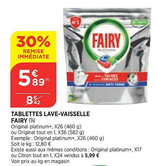 tablettes lave-vaisselle fairy