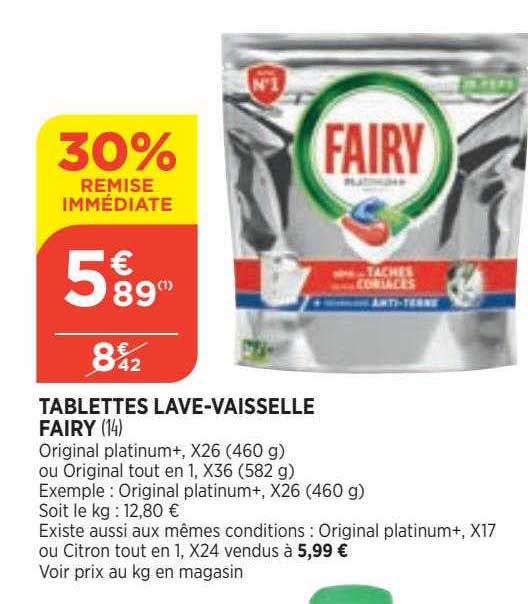 tablettes lave-vaisselle fairy