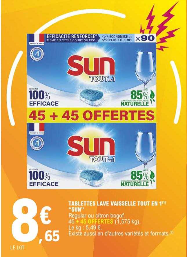 tablettes lave vaisselle tout en 1 "sun"