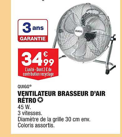 ventilateur brasseur d'air rétro quigg