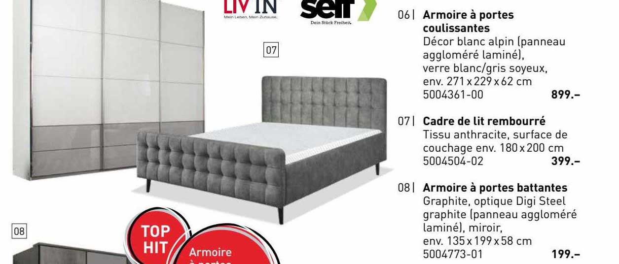 armoire à portes coulissantes, cadre de lit rembourré, armoire à portes battantes