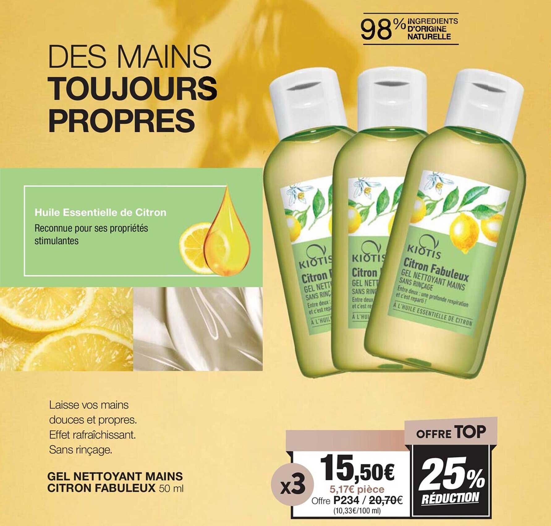 Gel Nettoyant Mains Citron Fabuleux Kiotis
