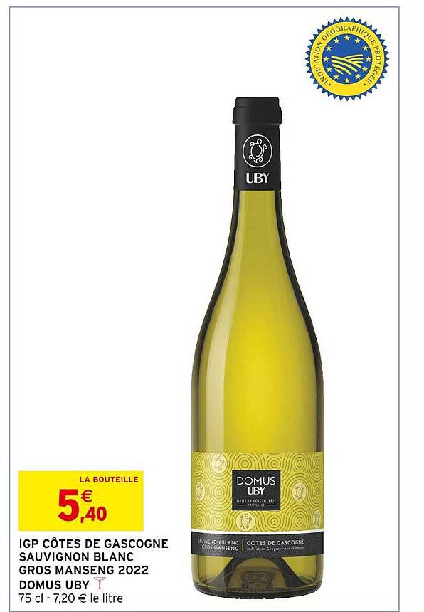 igp côtes de gascogne sauvignon blanc gros manseng 2022 domus uby