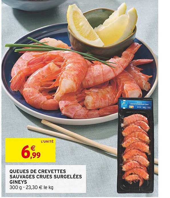Queues De Crevettes Sauvages Crues Surgelées Gineys