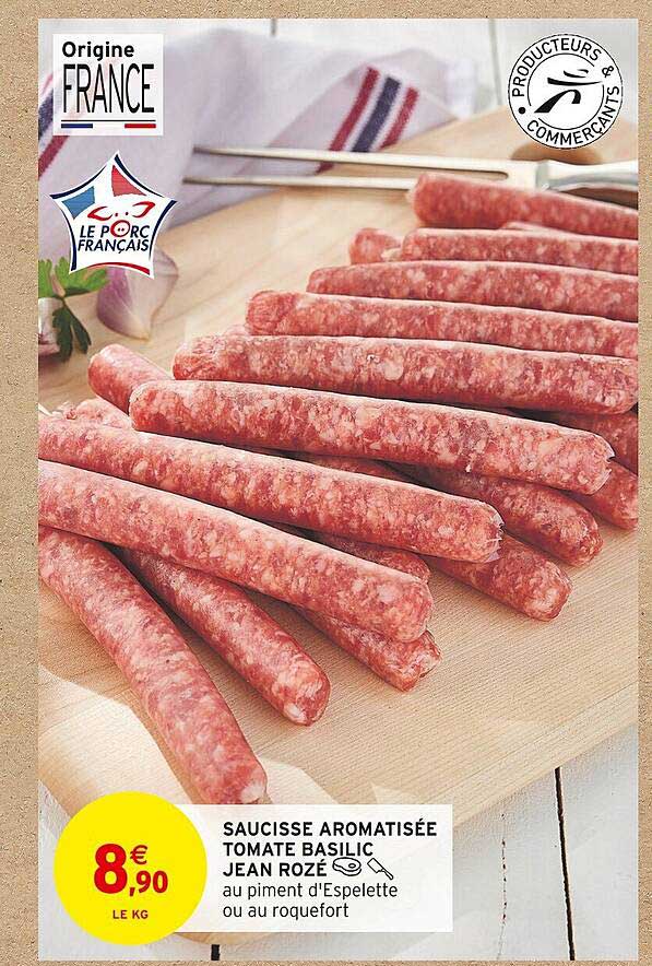 saucisse aromatisée tomate basilic jean rozé