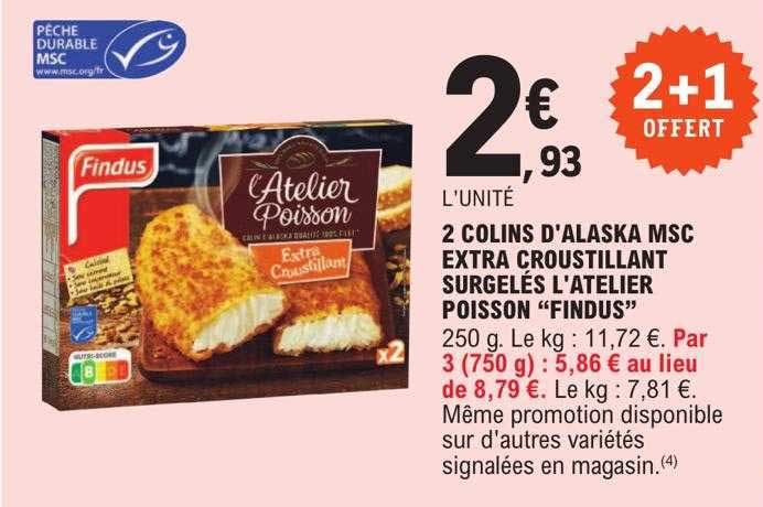2 colins d'alaska msc extra croustillant surgelés l'atelier poisson "findus"