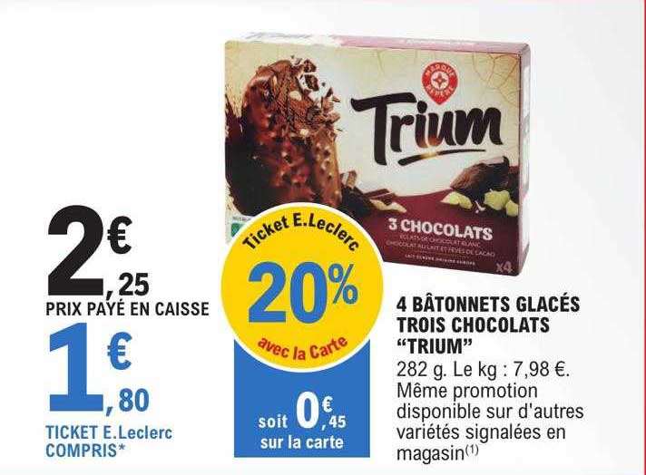 4 bâtonnets glacés trois chocolats "trium"