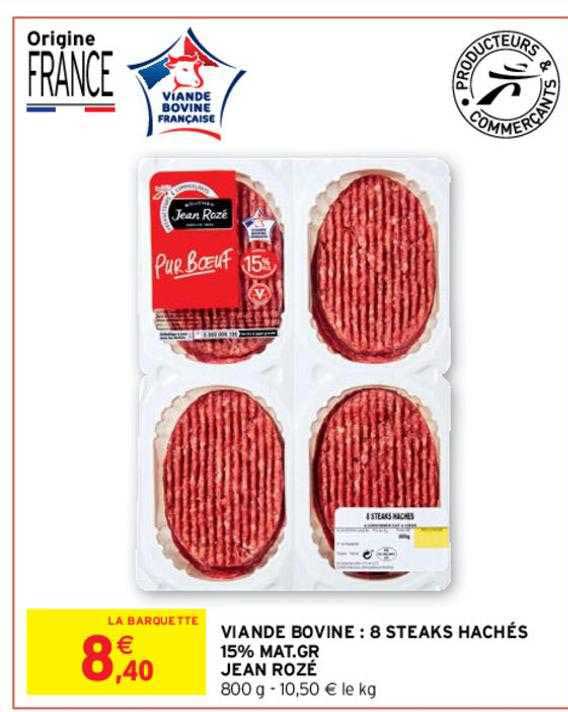 8 steaks hachés 15% mat.gr jean rozé
