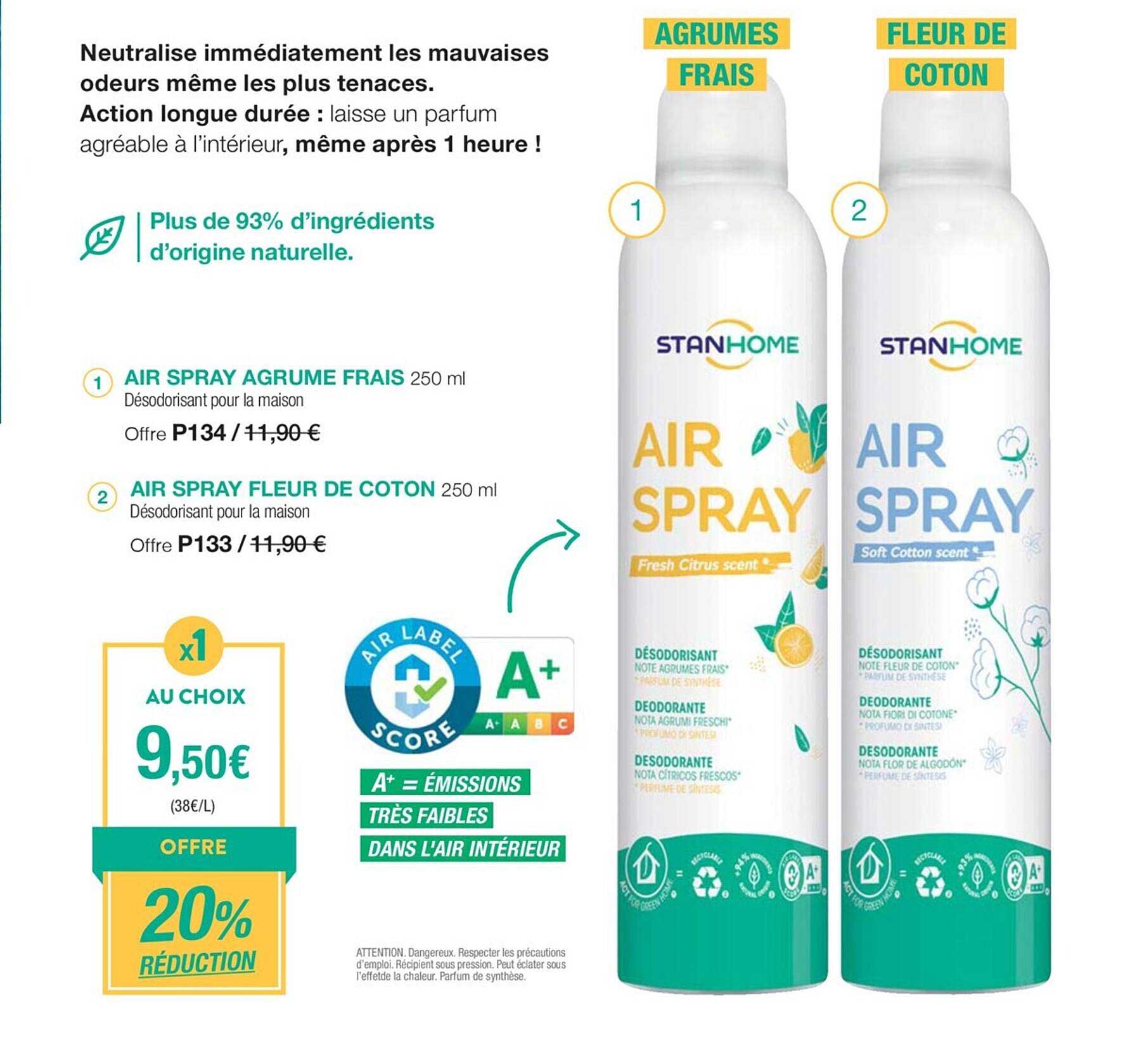 air spray agrume frais, air spray fleur de coton