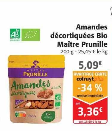 amandes décortiquées bio maître prunille