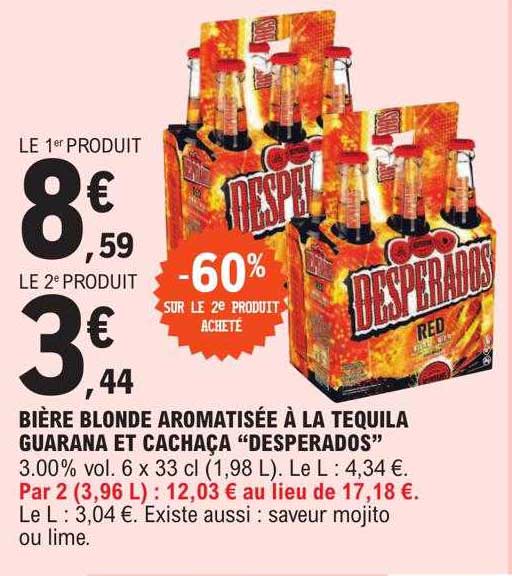 bière blonde aromatisée à la tequila guarana et cachaça "desperados"