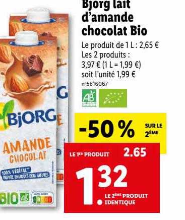 bjorg lait d'amande chocolat bio