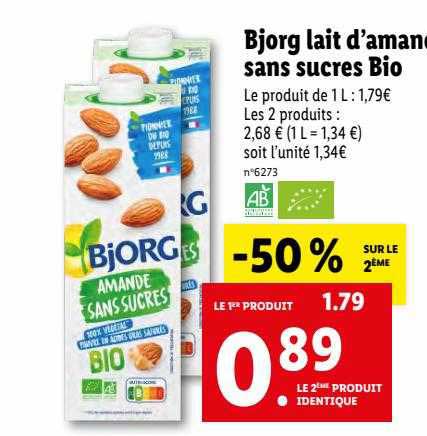 bjorg lait d'amande sans sucres bio