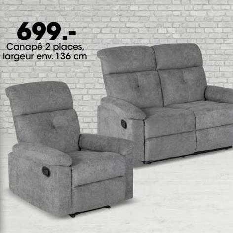 canapé 2 places, largeur env. 136 cm