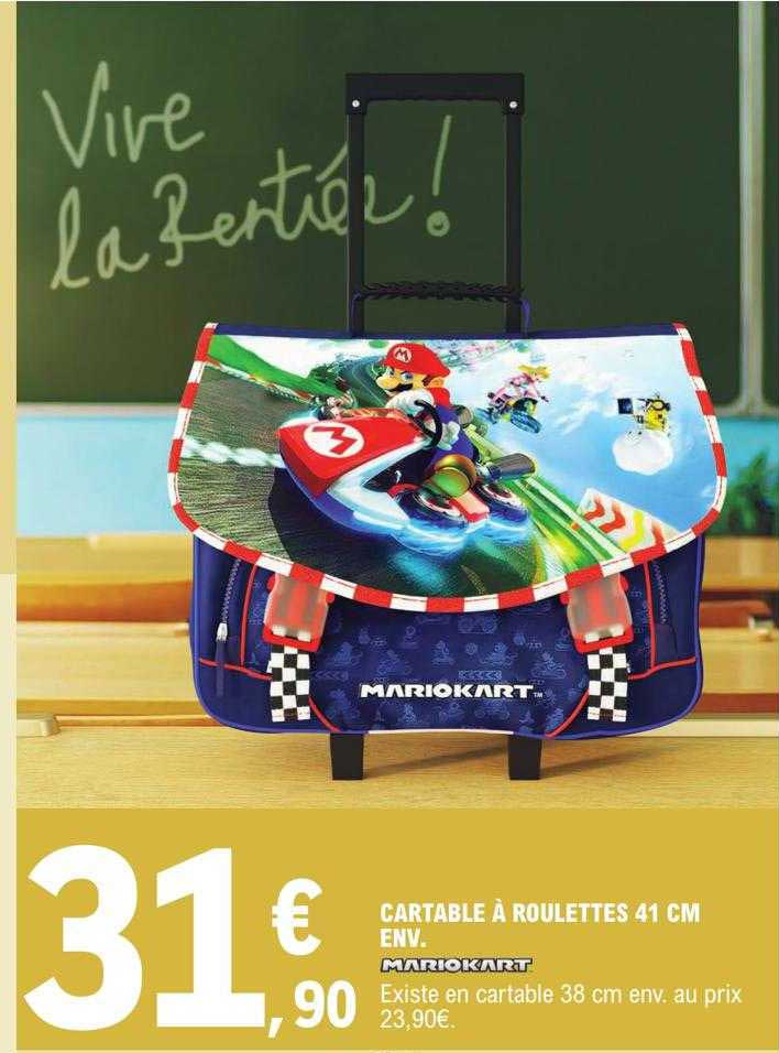 cartable à roulettes 41 cm env mariokart