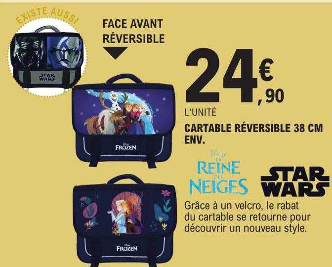 cartable réversible 38 cm env reine des neiges