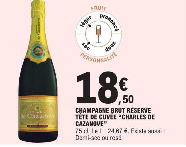 Champagne Brut Réserve Tête De Cuvée "charles De Cazanove"
