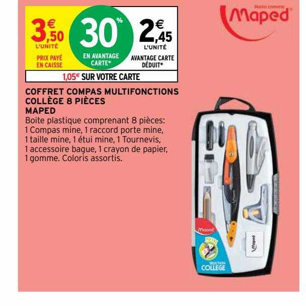 Coffret Compas Multifonctions Collège 8 Pièces Maped