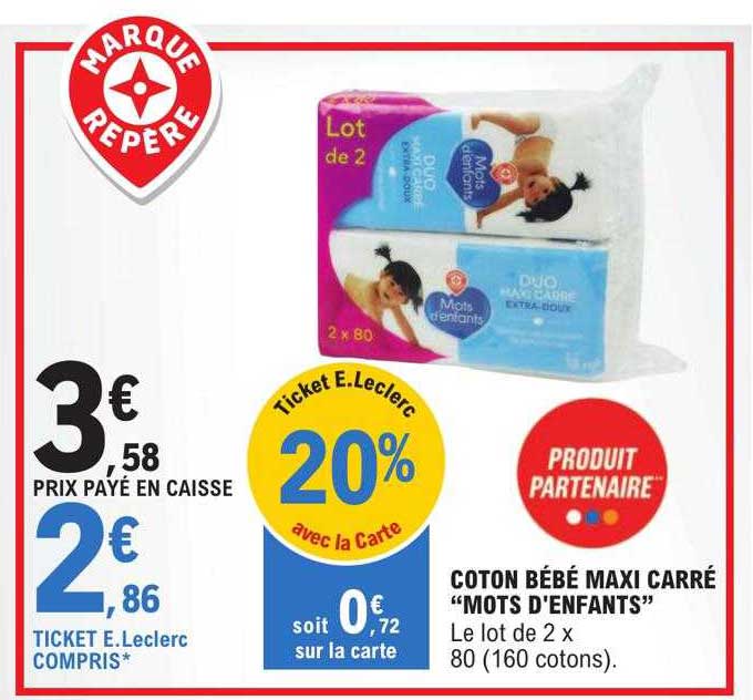 coton bébé maxi carré "mots d'enfants"