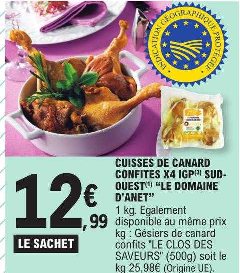 cuisses de canard confites x4 igp sud-ouest "le domaine d'anet"