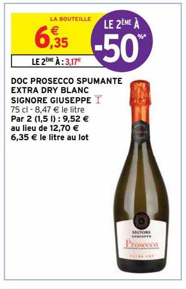 doc prosecco spumante extra dry blanc signore giuseppe