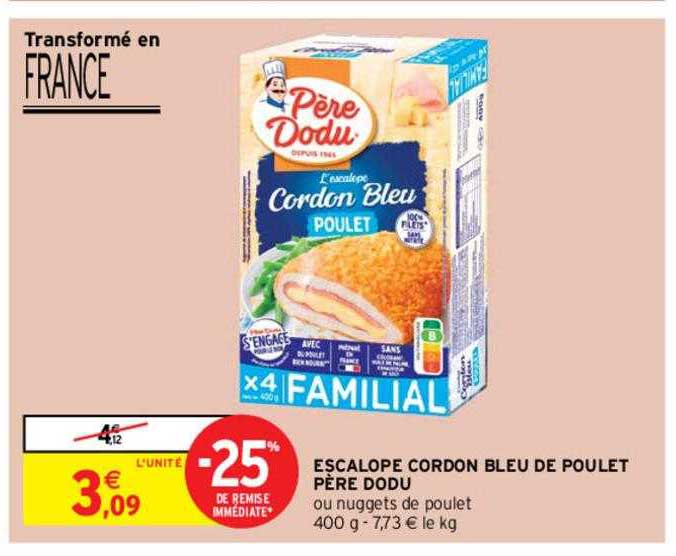 escalope cordon bleu de poulet père dodu