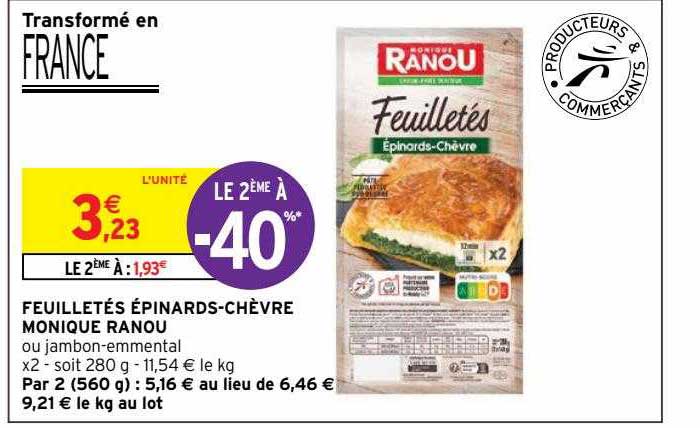 feuilletés épinards-chèvre monique ranou