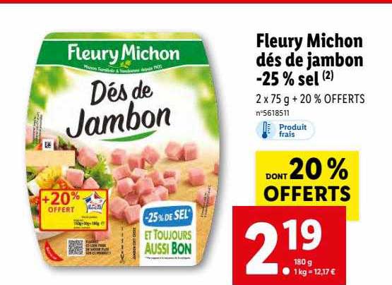 fleury michon dés de jambon -25% sel