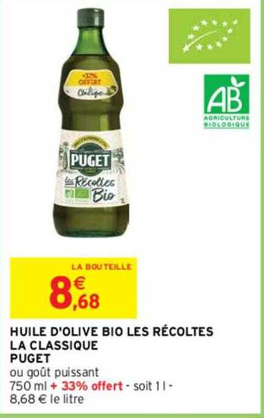 huile d'olive bio les récoltes la classique puget