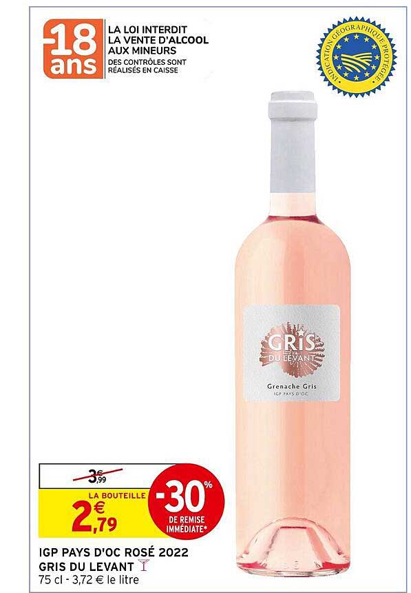igp pays d'oc rosé 2022 gris du levant