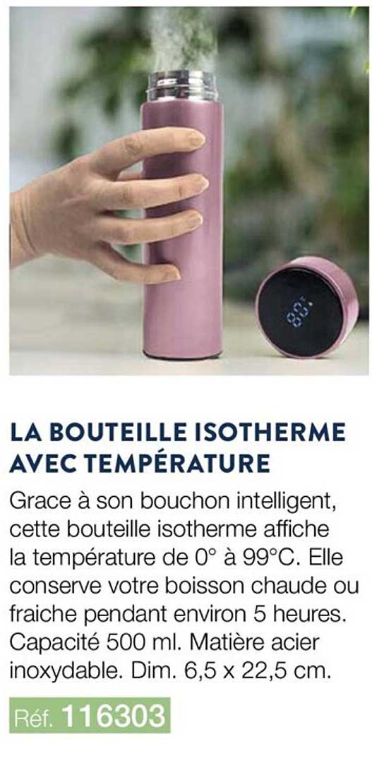 la bouteille isotherme avec température