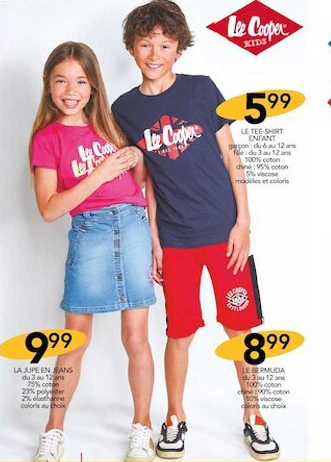 la jupe en jeans lee cooper, le bermuda lee cooper, le tee-shirt enfant lee cooper