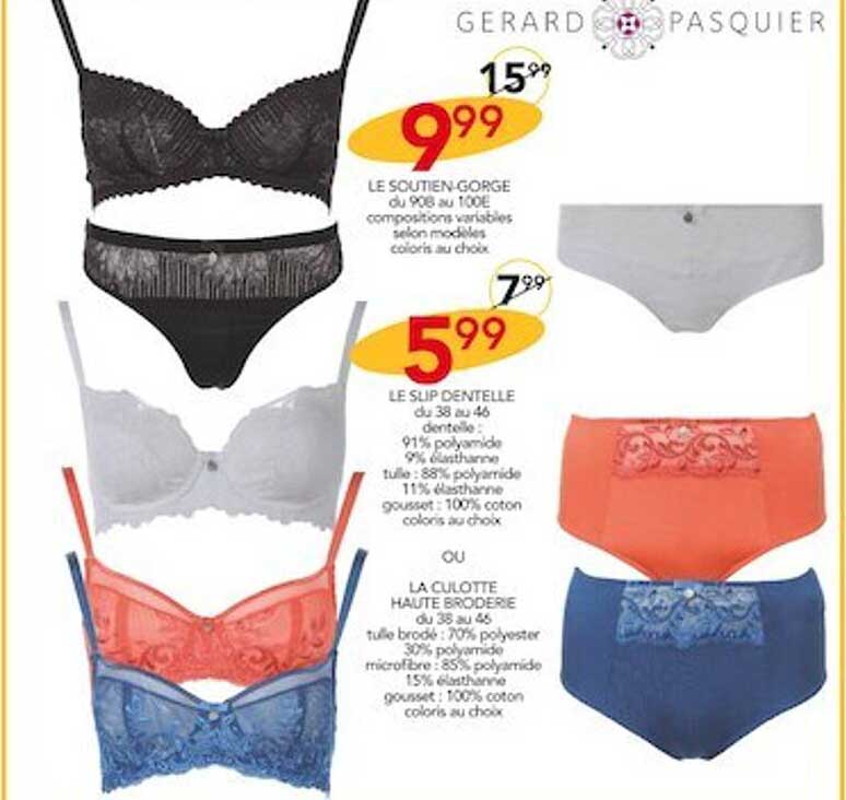 le soutien-gorge gérard pasquier, le slip dentelle gérard pasquier ou la culotte haute broderie gérard pasquier