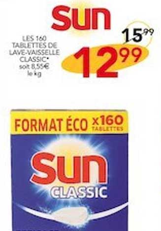 les 160 tablettes de lave-vaisselle classic sun