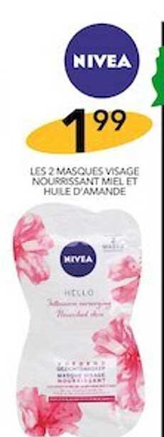 les 2 masques visage nourrissant miel et huile d'amande nivea