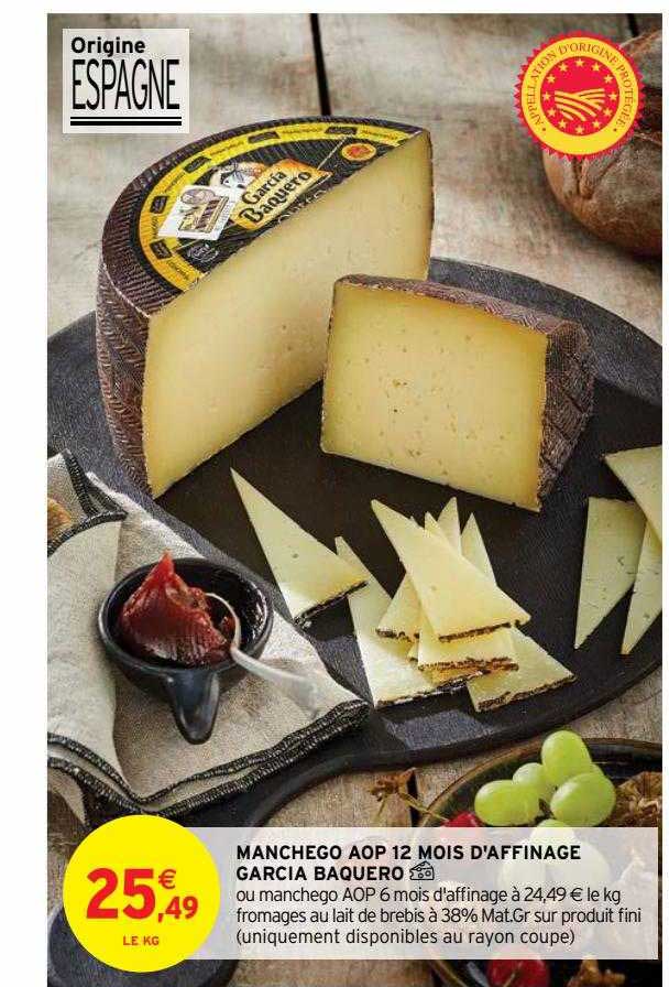 manchego aop 12 mois d'affinage garcia baquero
