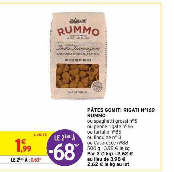 pâtes gomiti rigati n°169 rummo