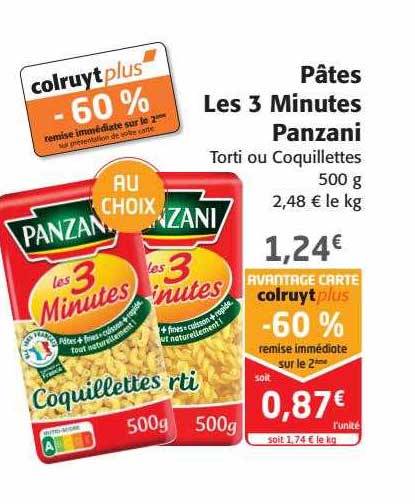 pâtes les 3 minutes panzani