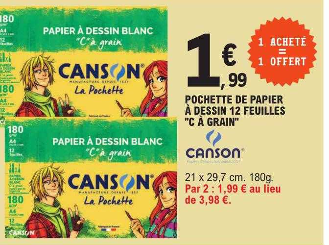 Pochette De Papier à Dessin 12 Feuilles "c à Grain"